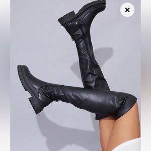Pretty Little Thing Black Over the Knee Boots, Size 8, never worn!